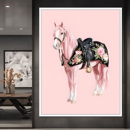 Blush Pony Floral Saddle - NicheCanvas