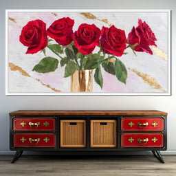 Ruby Roses Gold Leaf Bouquet - NicheCanvas