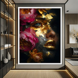 Golden Petal Portrait Radiance - NicheCanvas