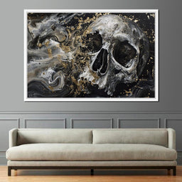 Golden Skull in Galaxy Storm - NicheCanvas
