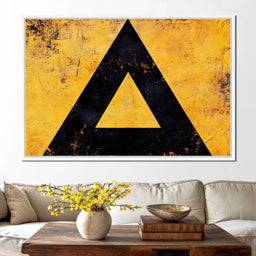 Yellow Grunge Triangle Signage - NicheCanvas