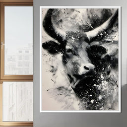 Monochrome Bull Force Unleashed - NicheCanvas