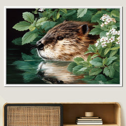 Beaver Reflection by the Lake - NicheCanvas