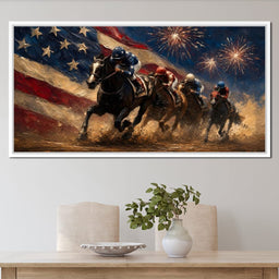 Thundering Hooves Under Patriotic Skies - NicheCanvas