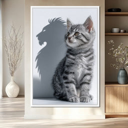 Brave Kitten Lion Shadow - NicheCanvas