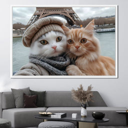Parisian Feline Companions - NicheCanvas
