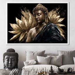 Golden Stillness Beyond The Lotus - NicheCanvas