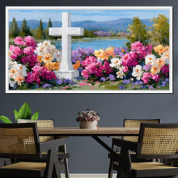 Garden Reverie by the Lake - NicheCanvas