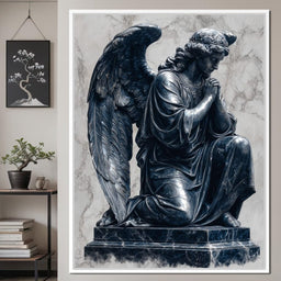 Midnight Marble Angel Prayer - NicheCanvas