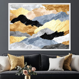 Golden Peaks Layered Mountains - NicheCanvas