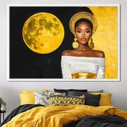 Golden Moon Goddess Portrait - NicheCanvas