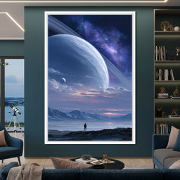 Rings of Saturn Night Sky - NicheCanvas
