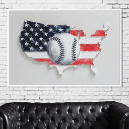 Patriotic Baseball USA Map Tribute - NicheCanvas
