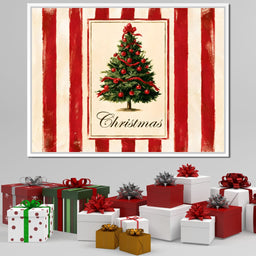Holiday Tidings On Candy Cane Stripes - NicheCanvas