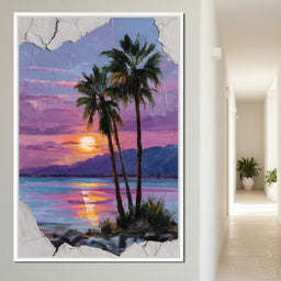 Palm Silhouettes Sunset Sky - NicheCanvas