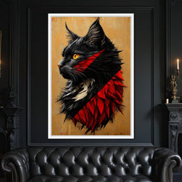 Feline Majesty in Red and Black - NicheCanvas