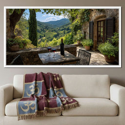 Sunlit Tuscan Vineyard Terrace - NicheCanvas