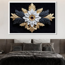 Baroque Marble Gold Ruby Emblem - NicheCanvas