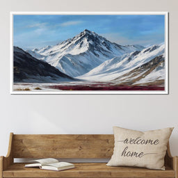 Snowy Alpine Peak Over Heather - NicheCanvas
