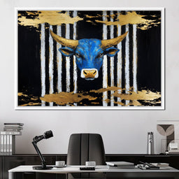 Golden Bull Radiance in Forest - Alicia Smith - NicheCanvas