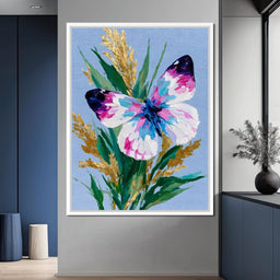 Pastel Butterfly Golden Foliage - NicheCanvas