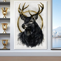 Stag of the Gilded Halo - NicheCanvas