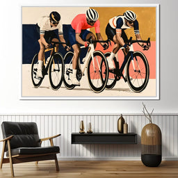 Three Cyclists Chasing The Final Bend - NicheCanvas