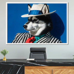 Husky in Chic Fedora Style - NicheCanvas