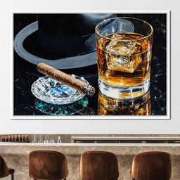 Whiskey Night Silhouette - NicheCanvas