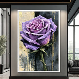 Midnight Petals Against Gilded Shadows - NicheCanvas