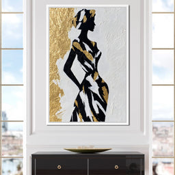 Gold Leaf Fashion Silhouette - NicheCanvas