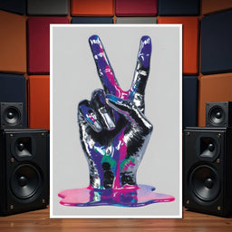 Neon Drip Victory Hand Statement - NicheCanvas