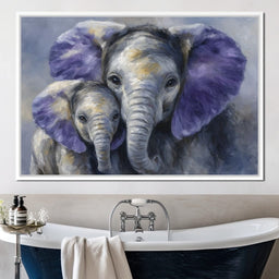 Tender Elephant Family Portrait - NicheCanvas