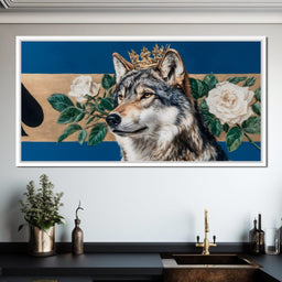 Golden Crowned Wolf Majesty - NicheCanvas