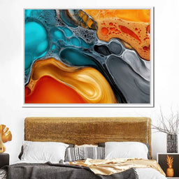 Teal And Ember Pour - TooplesArt - NicheCanvas
