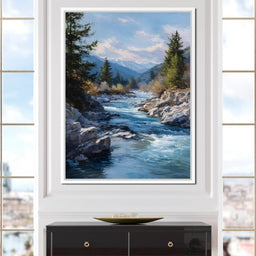 Alpine River Through Pines - NicheCanvas