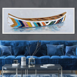 Colorful Canoe Reflections Calm - NicheCanvas