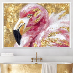 Gilded Flamingo Portrait - NicheCanvas