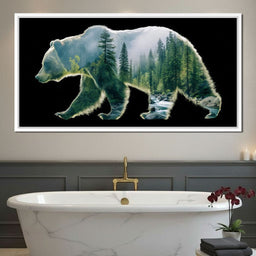 Forest Bear River Silhouette - NicheCanvas