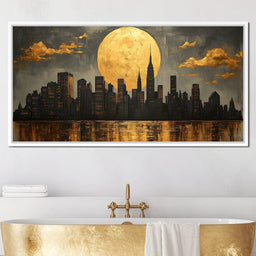 Golden Reflections Skyline - NicheCanvas