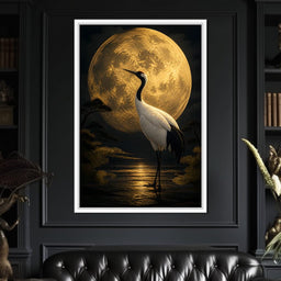 Crane Moonrise - NicheCanvas