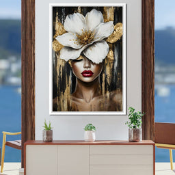 White Petals Golden Dreams - NicheCanvas