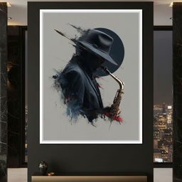 Midnight Saxophone Silhouette - NicheCanvas