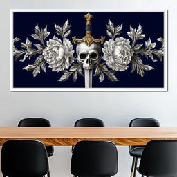 Baroque Skull and Peony Sword - NicheCanvas