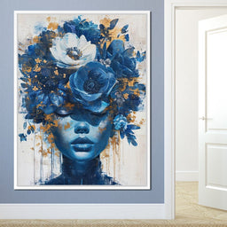 Sapphire Bloom Silhouette - NicheCanvas