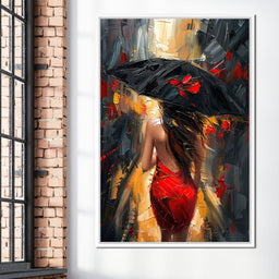 Rainy Stroll in Bold Brushwork - NicheCanvas