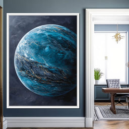 Celestial Ocean Planet Gold Veins - NicheCanvas