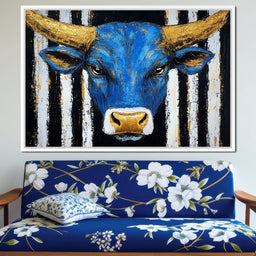 Striped Bull Portrait - Alicia Smith - NicheCanvas
