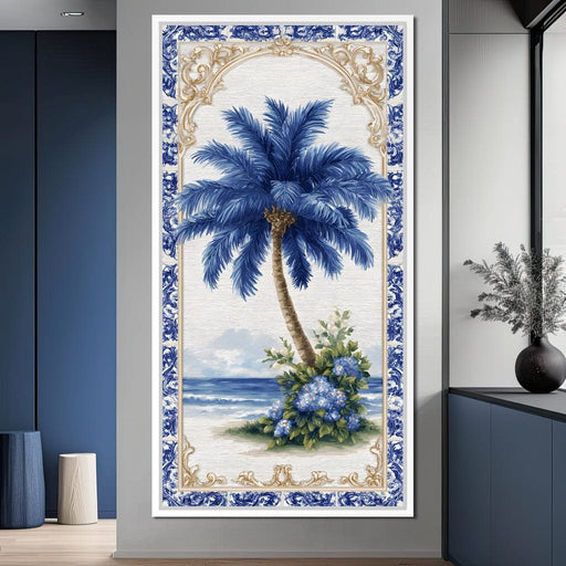 Coastal Blue Palm Reverie Canvas Print