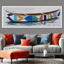 Colorful Driftwood Canoe Reflection - NicheCanvas